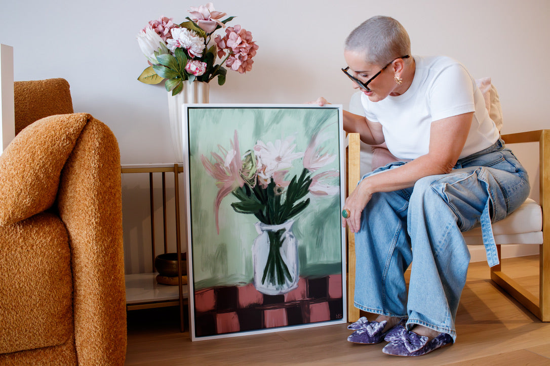 Sample - Market Flowers - 50x70 cm Shadow Box Frame White