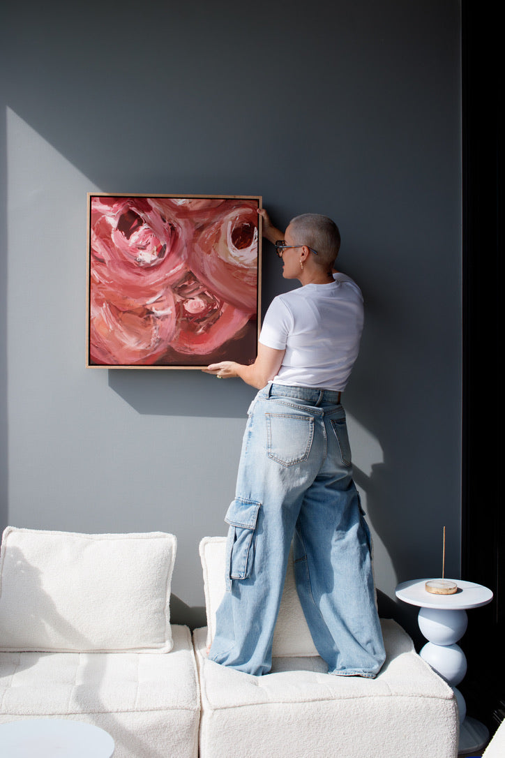 Sample - Power Petals - 60x60 cm Shadow Box Frame Raw Oak