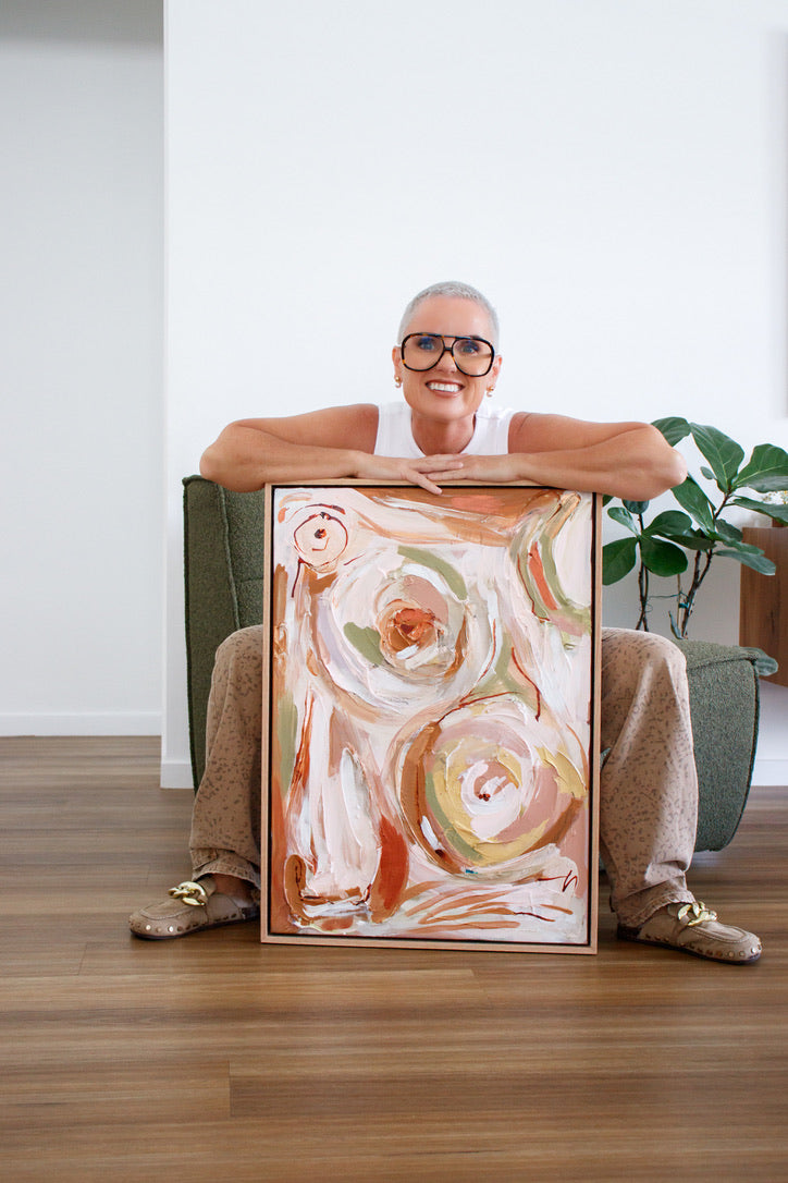 Earth Woman Original Artwork Framed in raw Oak 54x85 cm