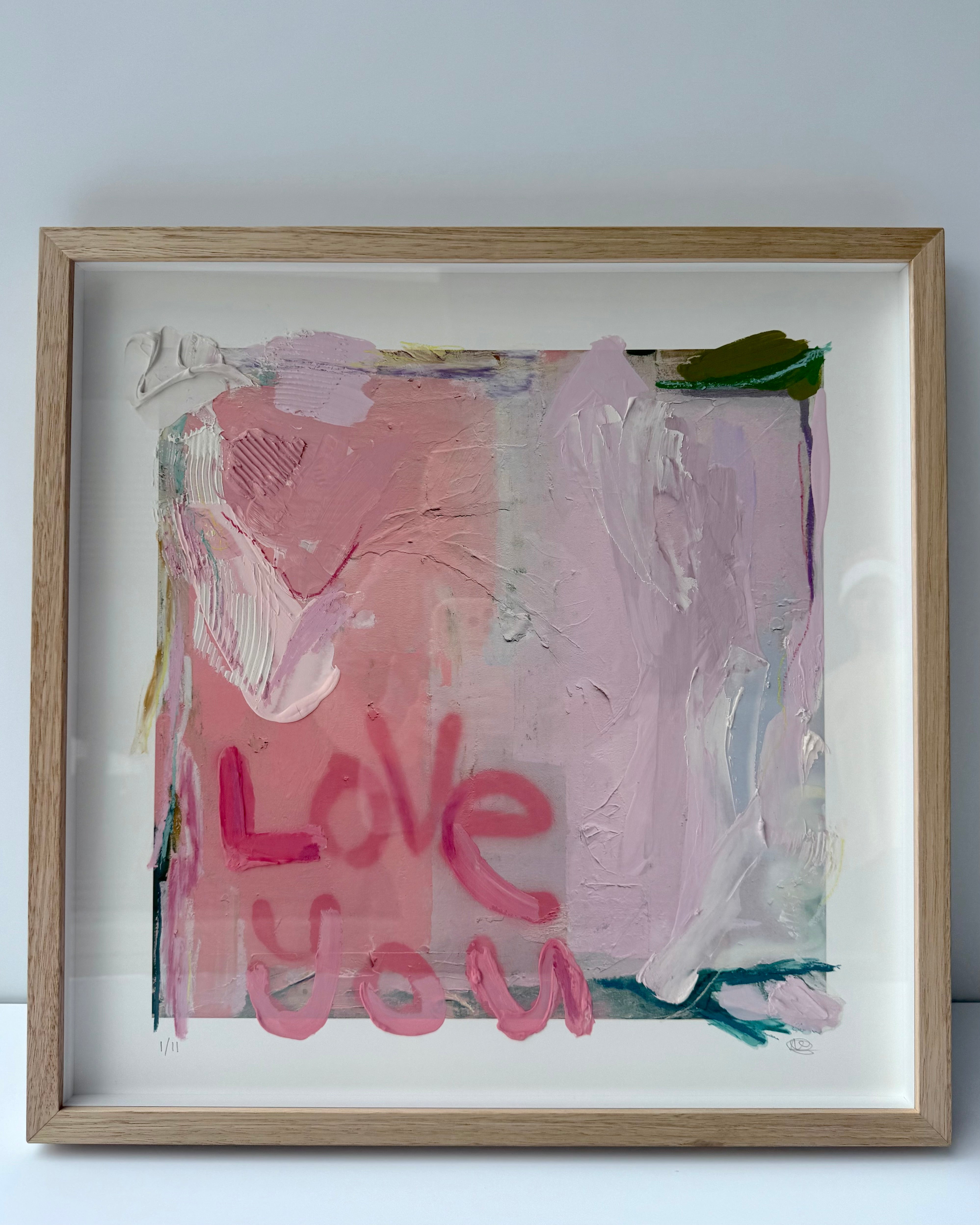 Love You First Textured Art - 1/11 (raw oak frame)