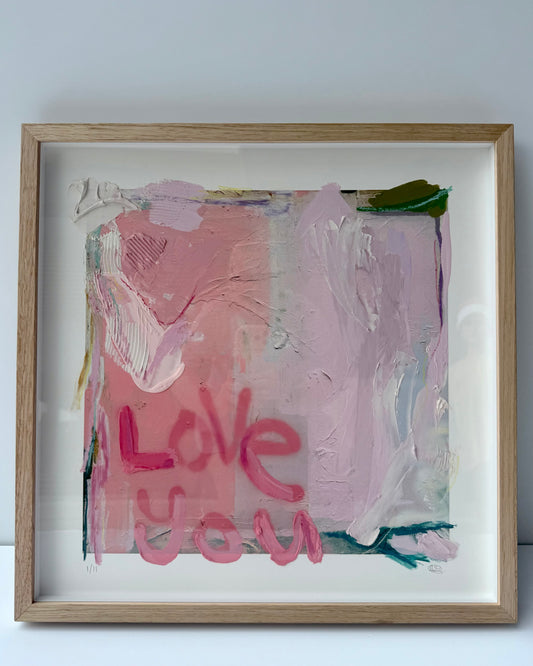 Love You First Textured Art - 1/11 (raw oak frame)