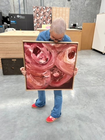 Sample - Power Petals - 60x60 cm Shadow Box Frame Raw Oak