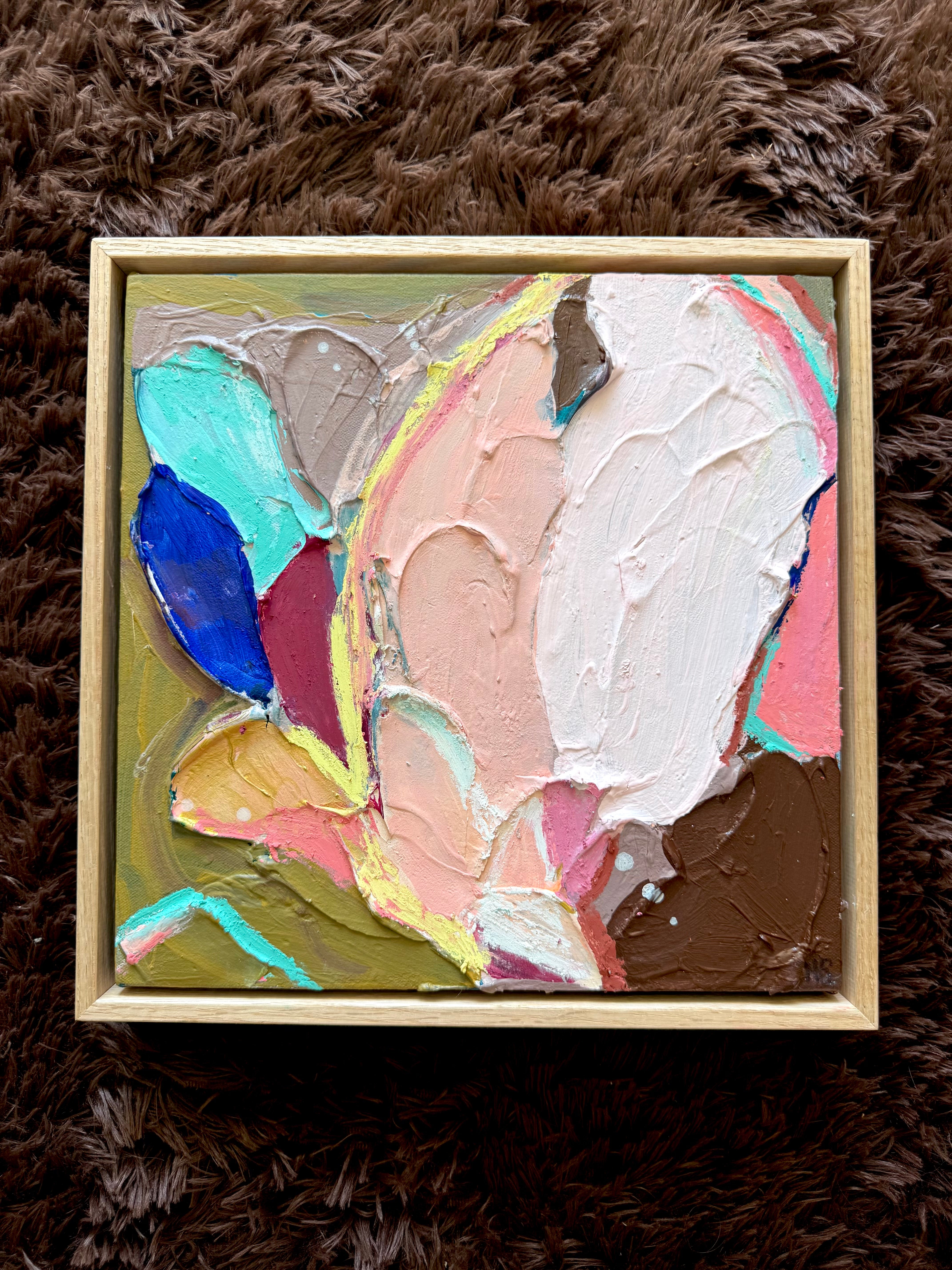 Yala Original Art (33x33cm) Framed in Raw Oak