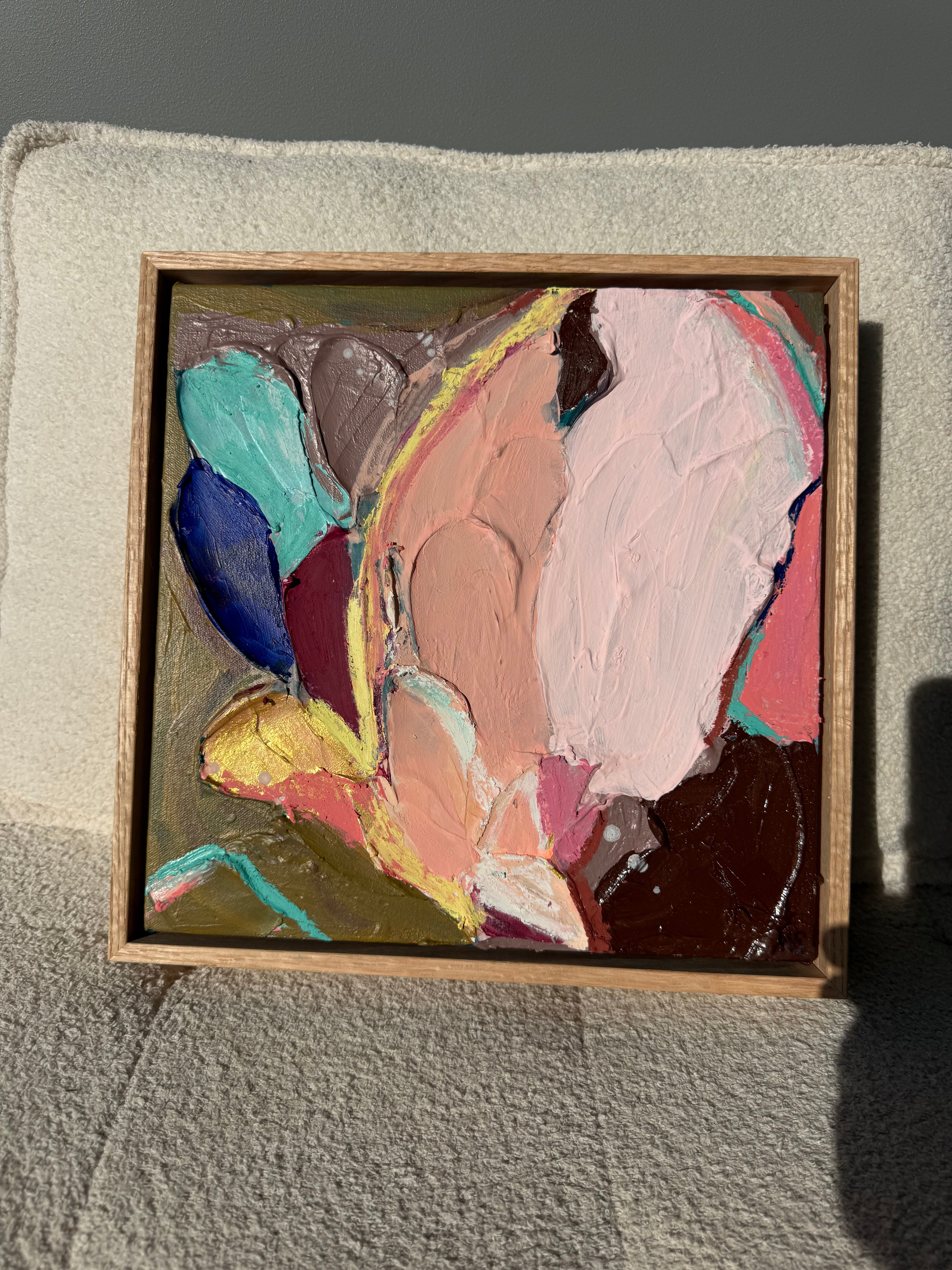 Yala Original Art (33x33cm) Framed in Raw Oak