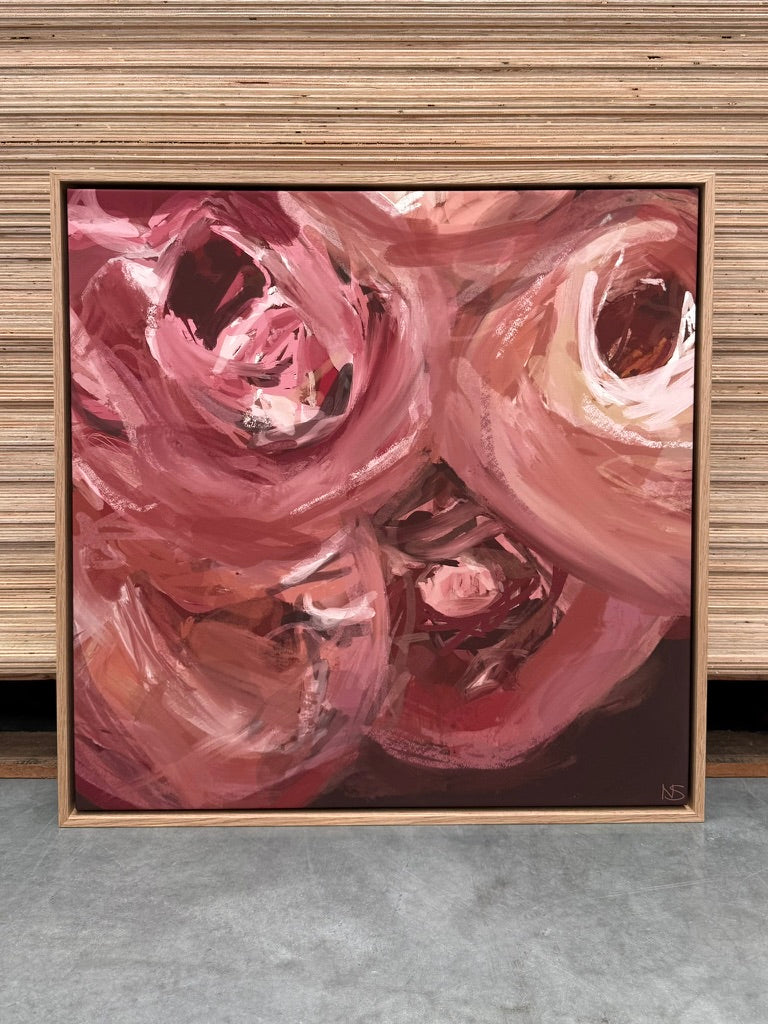 Sample - Power Petals - 60x60 cm Shadow Box Frame Raw Oak