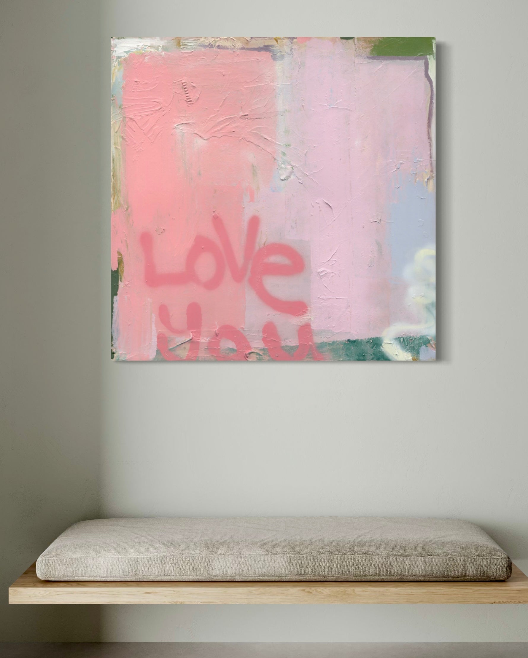 Sample - Love you First Stretched ready to hand 100 x 100 cm