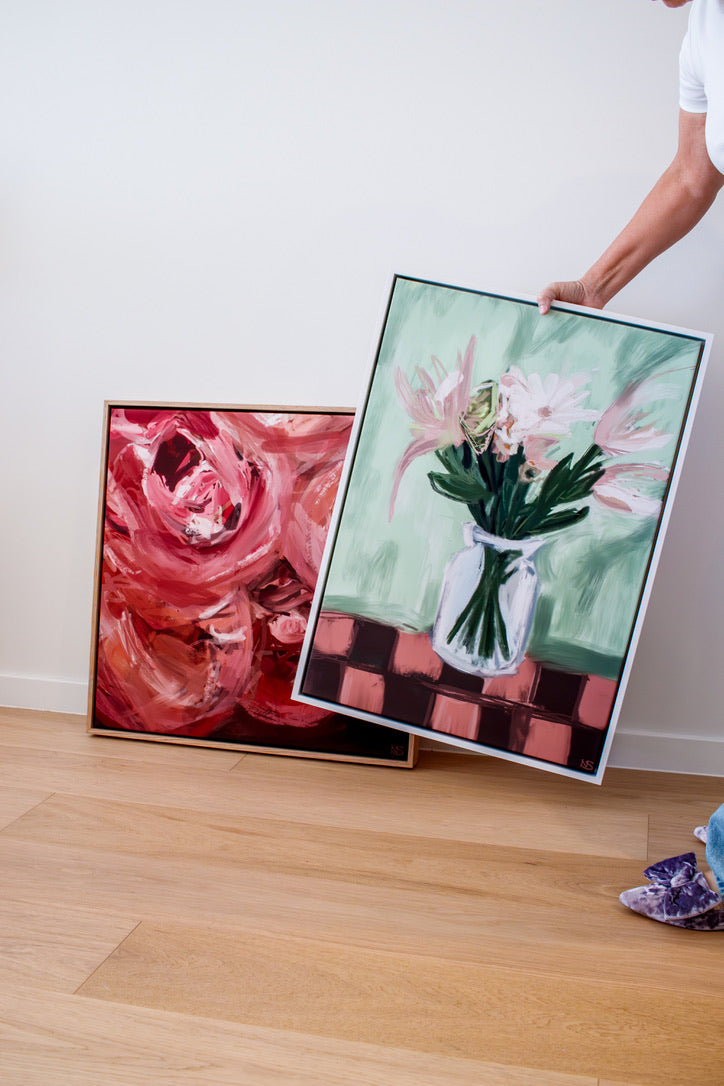 Sample - Market Flowers - 50x70 cm Shadow Box Frame White