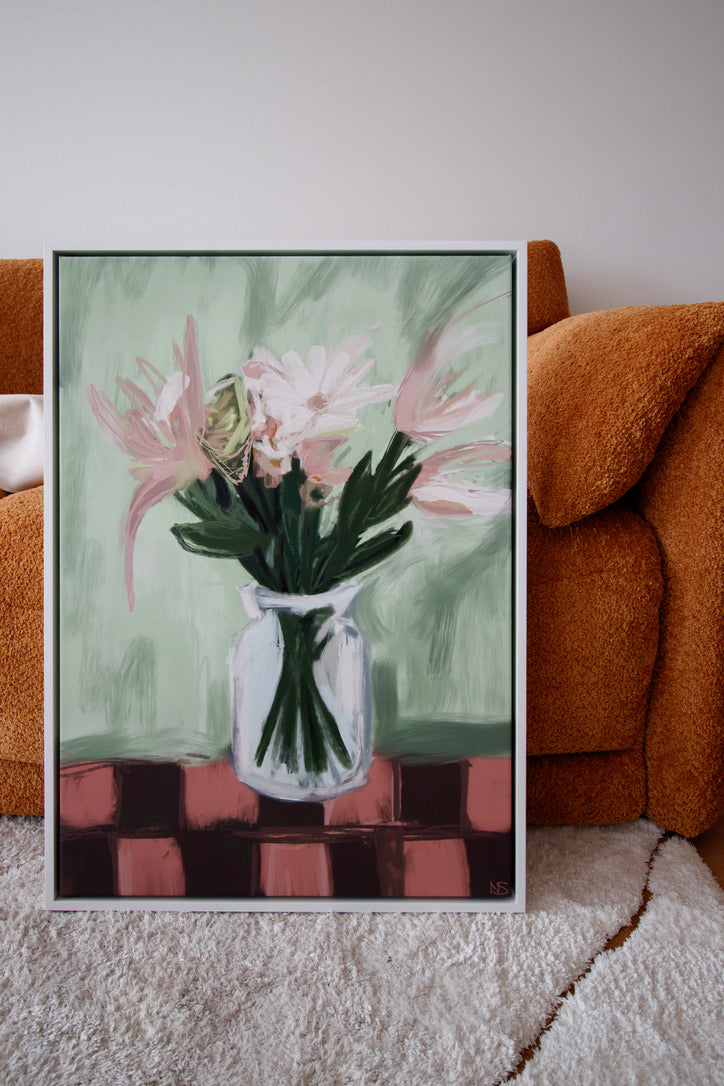 Sample - Market Flowers - 50x70 cm Shadow Box Frame White