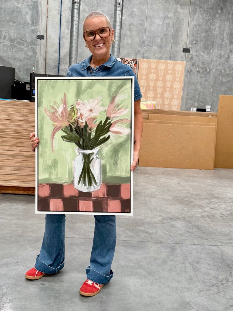 Sample - Market Flowers - 50x70 cm Shadow Box Frame White