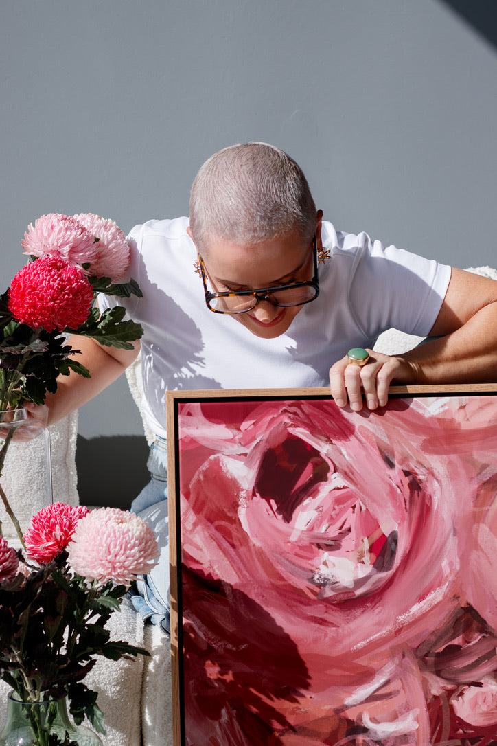 Sample - Power Petals - 60x60 cm Shadow Box Frame Raw Oak