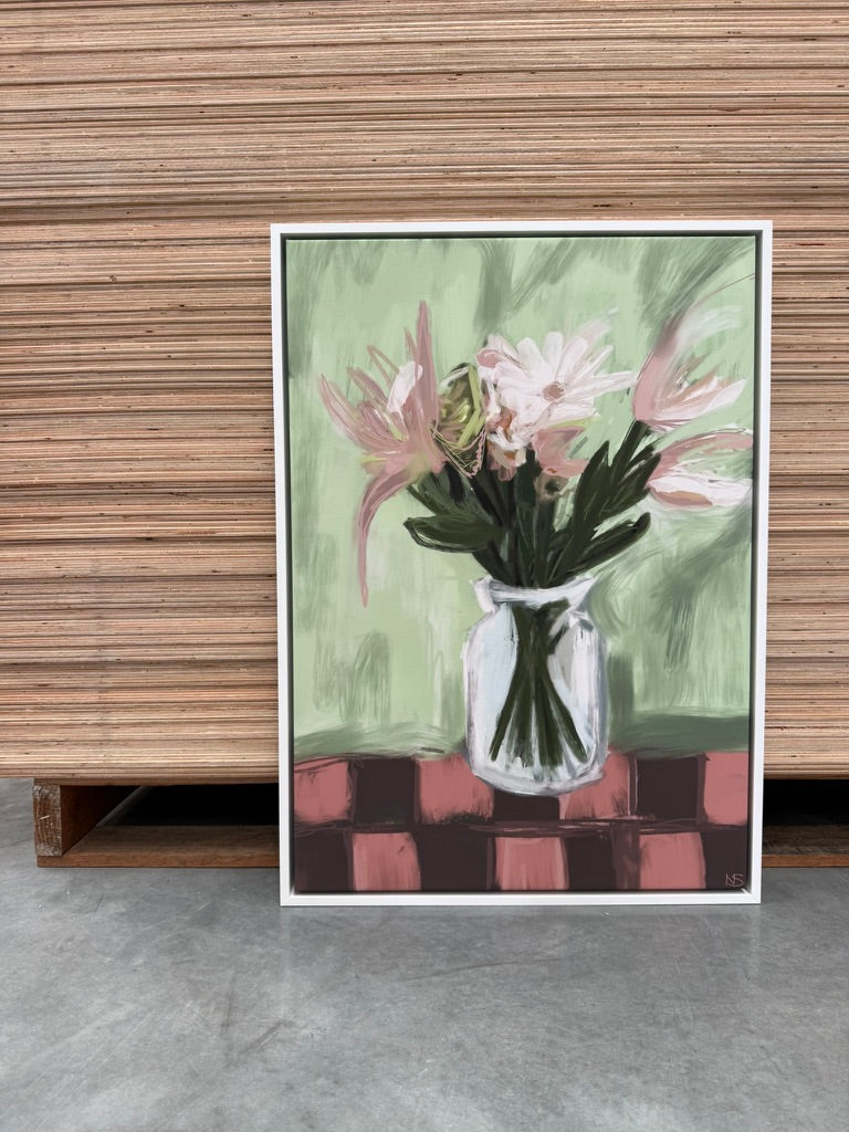 Sample - Market Flowers - 50x70 cm Shadow Box Frame White
