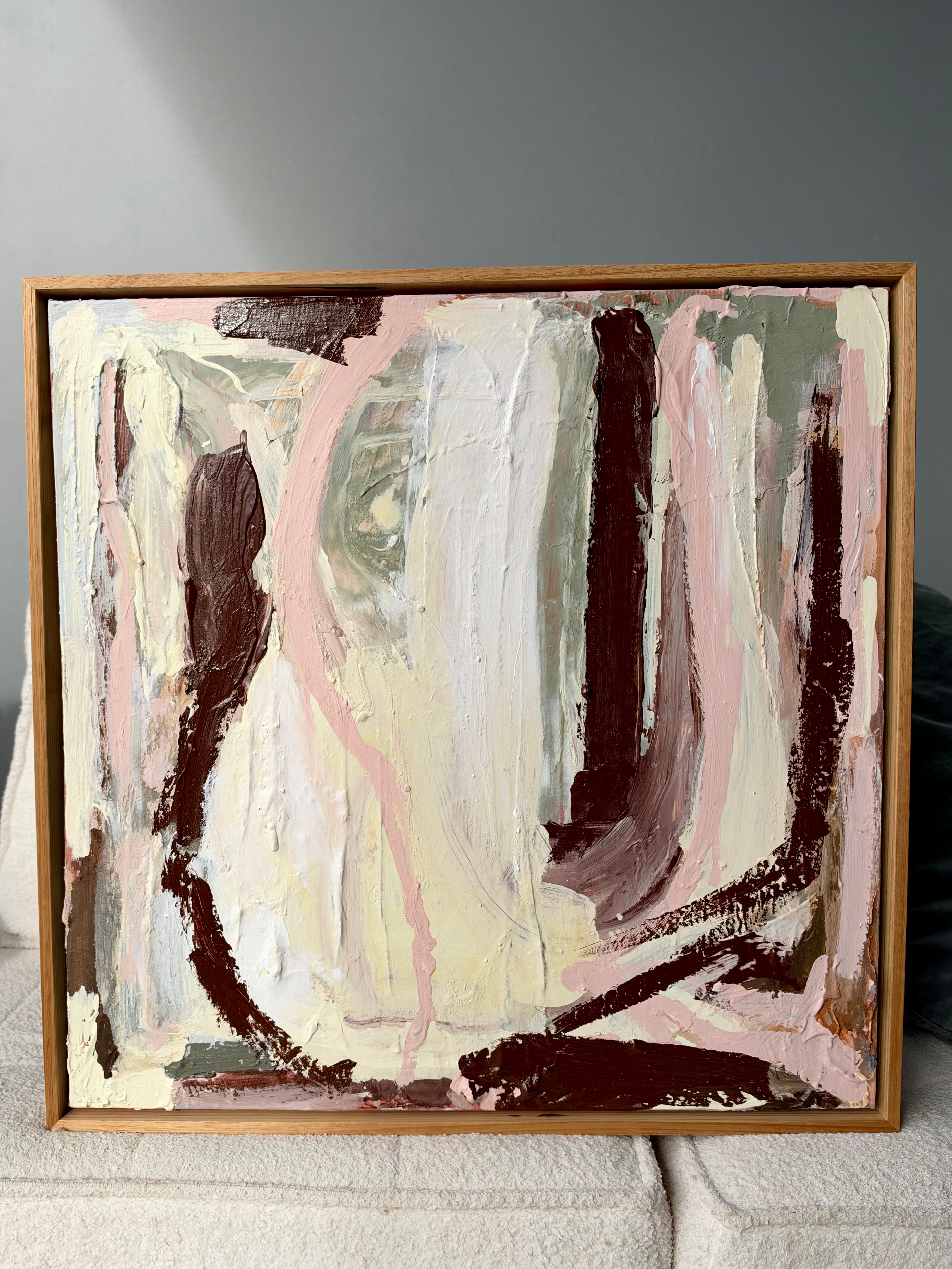 Warm Hug Original Art (63x63cm) Framed in Raw Oak