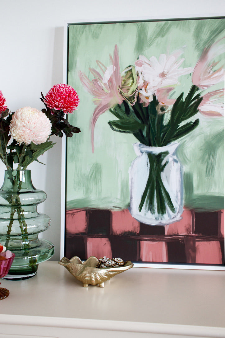 Sample - Market Flowers - 50x70 cm Shadow Box Frame White