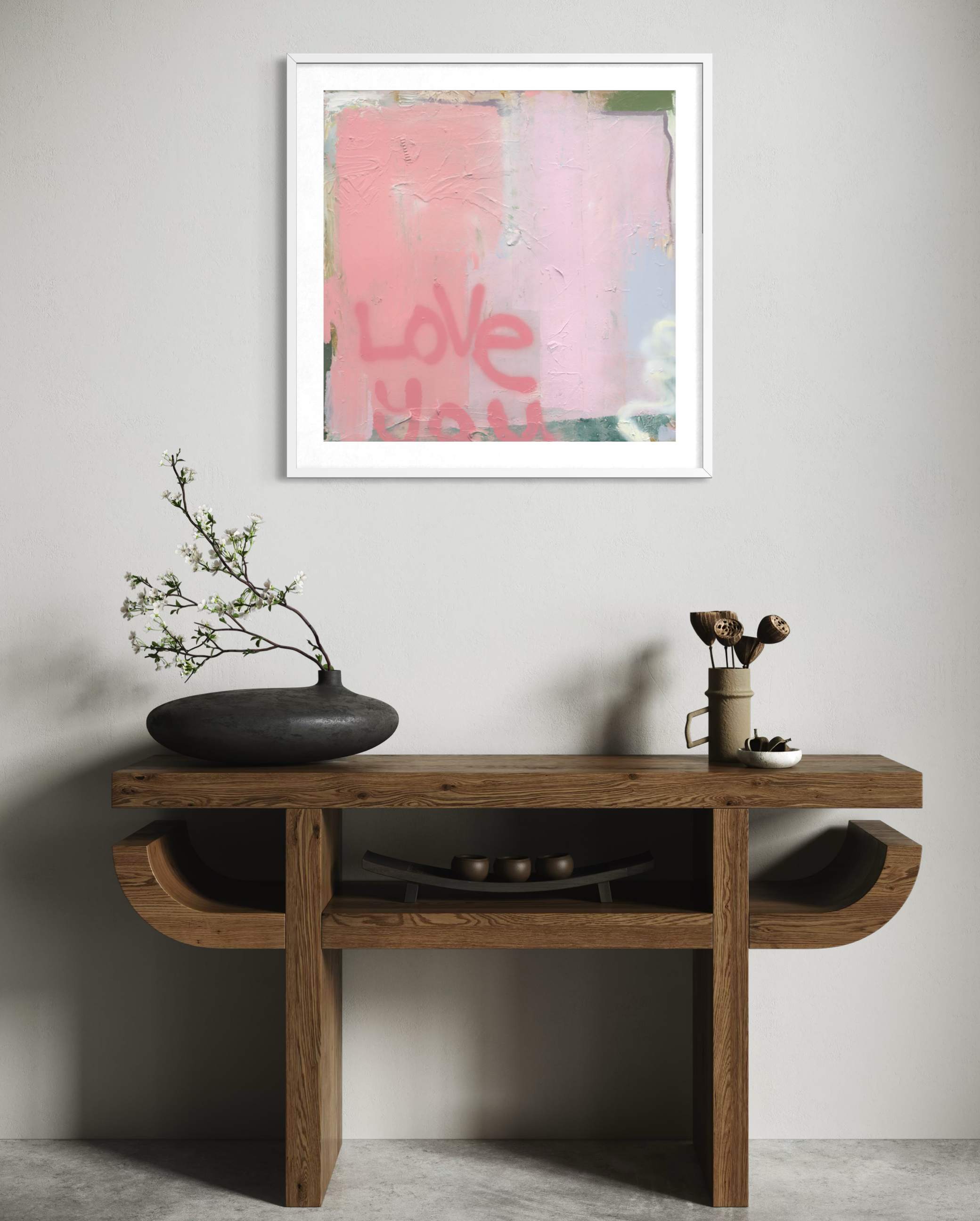 Love You First Framed White 50 x 50cm
