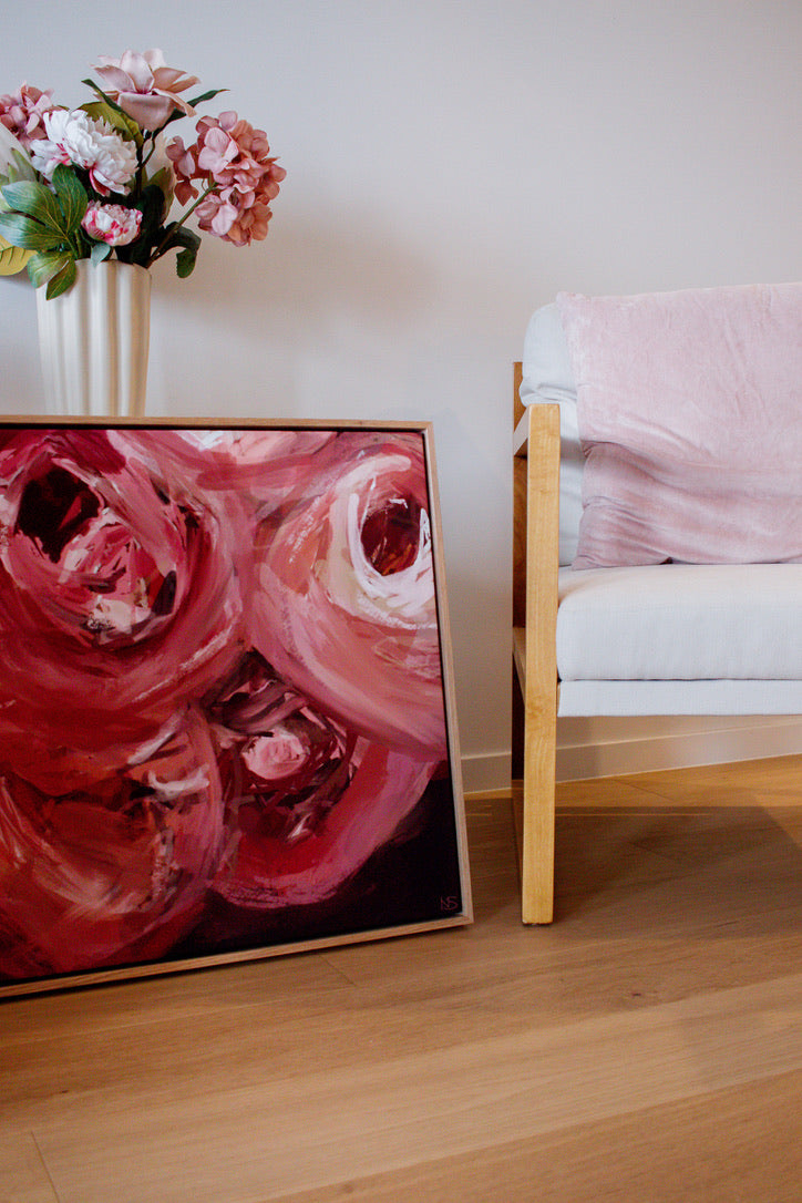 Sample - Power Petals - 60x60 cm Shadow Box Frame Raw Oak