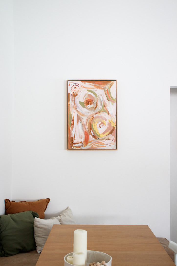 Earth Woman Original Artwork Framed in raw Oak 54x85 cm