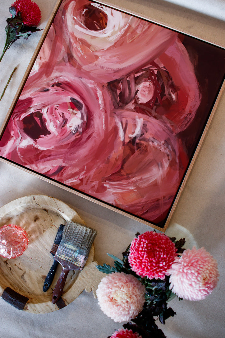 Sample - Power Petals - 60x60 cm Shadow Box Frame Raw Oak