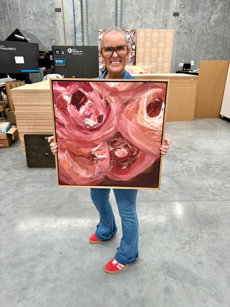 Sample - Power Petals - 60x60 cm Shadow Box Frame Raw Oak