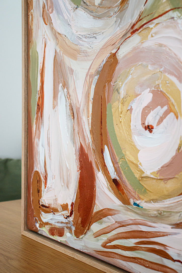 Earth Woman Original Artwork Framed in raw Oak 54x85 cm