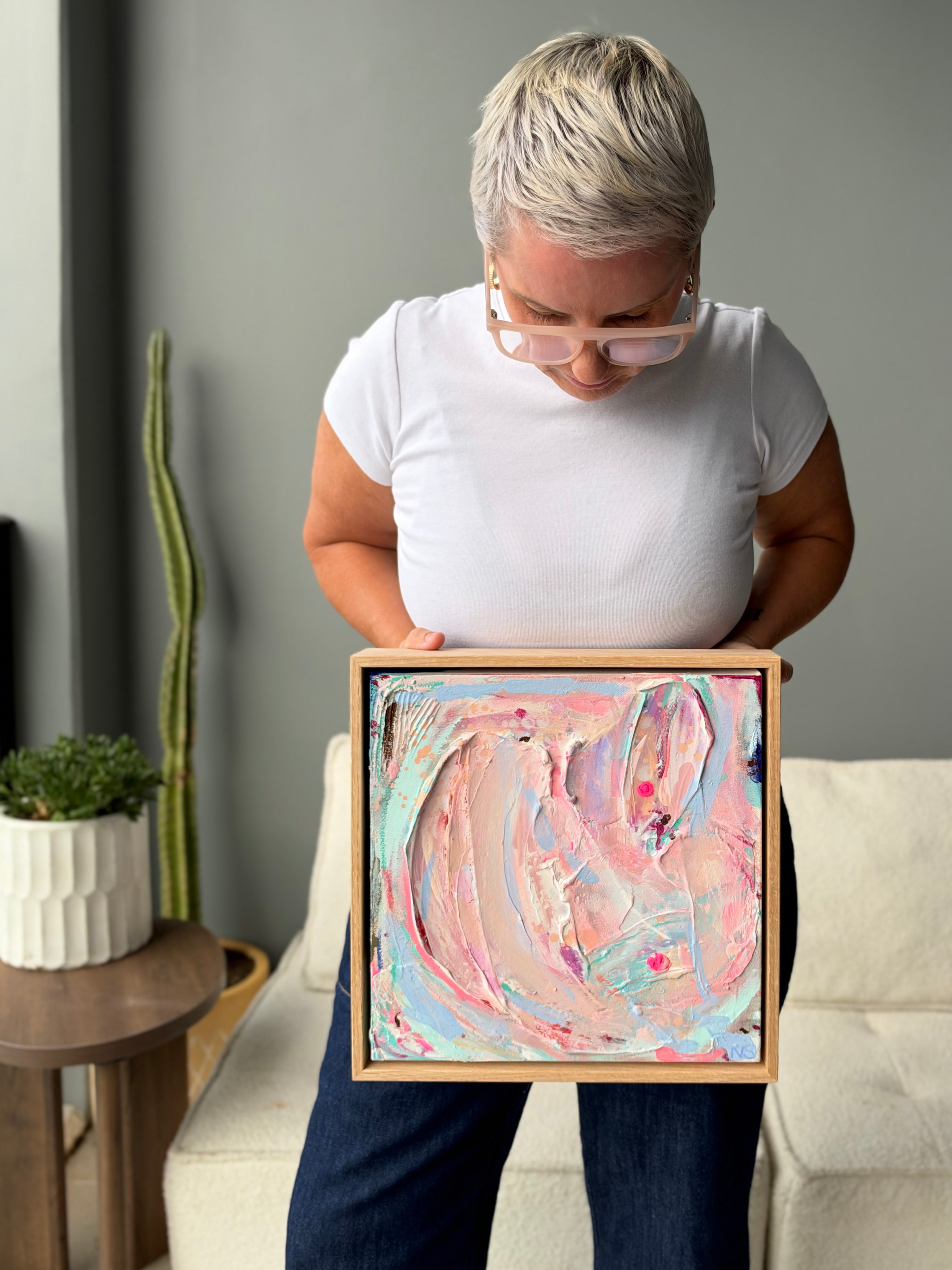 Fun Times Original Art (33x33cm) Framed in Raw Oak
