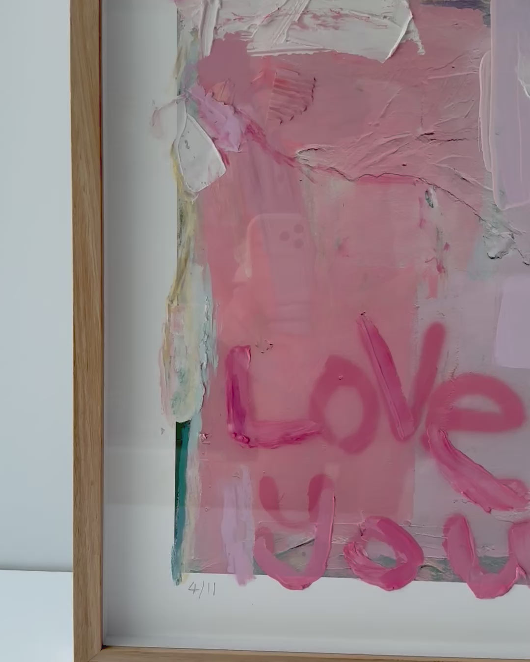 Love You First Textured Art - 4/11 (raw oak frame)