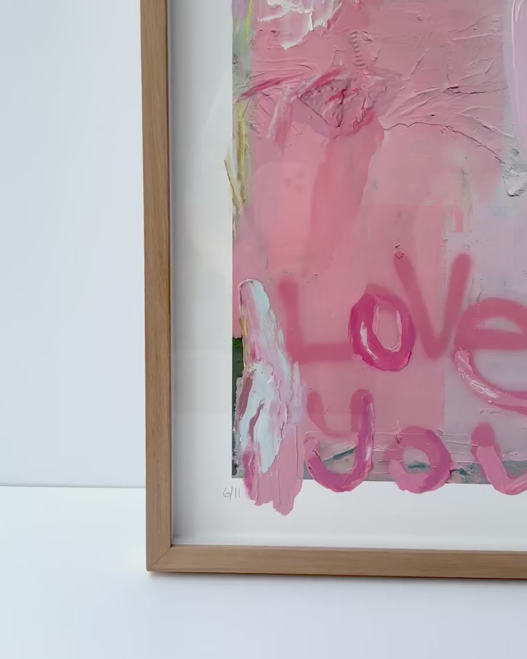 Love You First Textured Art - 6/11 (raw oak frame)