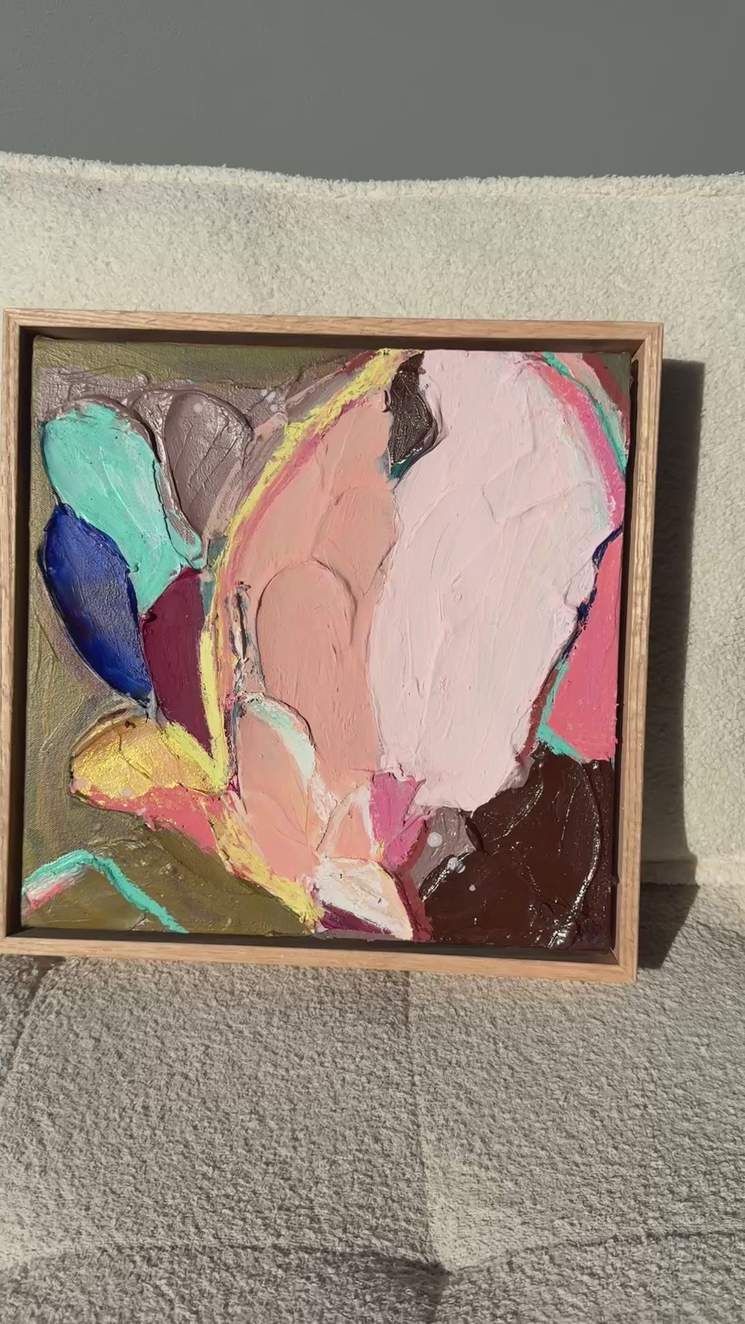Yala Original Art (33x33cm) Framed in Raw Oak